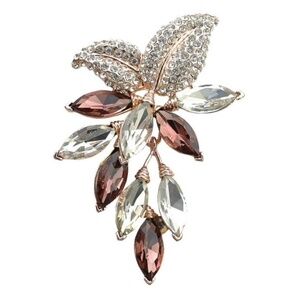 Brown Clear Crystal Floral Branch Brooch: Nature's Splendor in Crystal